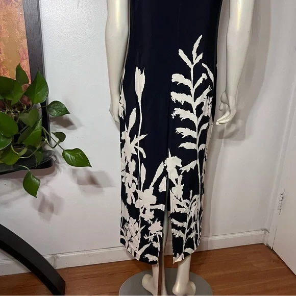 Vintage R.J. Collection by Chelsea Rousso Black Sheath Dress Long Floral Size 8 - Picture 5 of 12